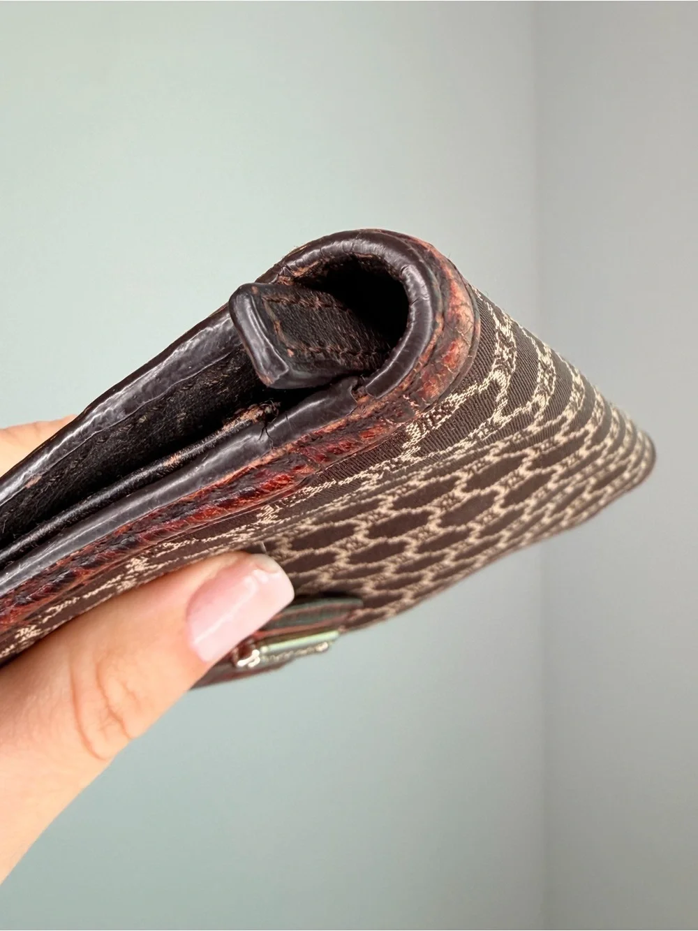 Vintage Celine Macadam Monogram Long Wallet – Croc-Embossed Leather